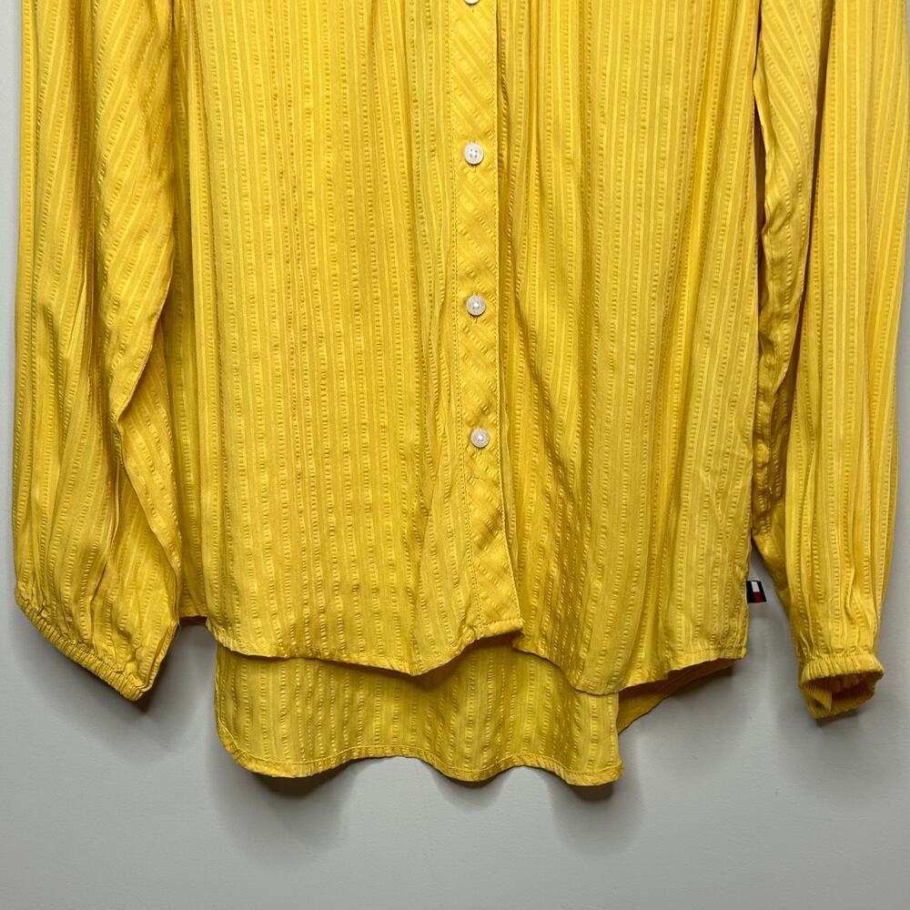 Tommy Hilfiger Yellow Textured Lightweight Button Down Hi-Lo Shirt Size S - Picture 3 of 11